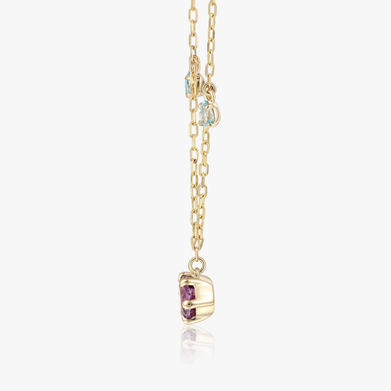 Margot 14K Solid Gold Colorful Gemstone Necklace with Amethyst and Sky Blue Topaz - YE-UX