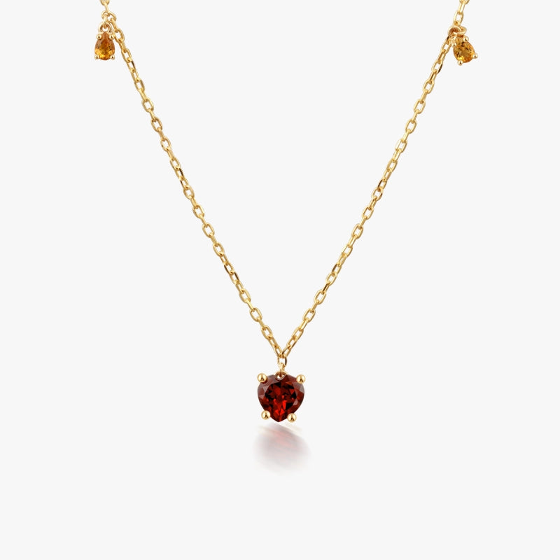 Rouge 14K Solid Gold Garnet and Citrine Necklace - YE-UX