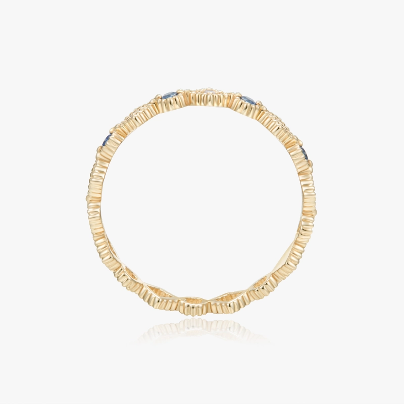 Reine 14K Solid Gold Sapphire Diamond Ring - YE-UX