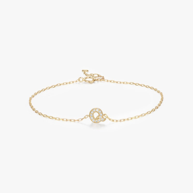 Initial A-Z 14K Solid Gold Diamond Bracelet - YE-UX