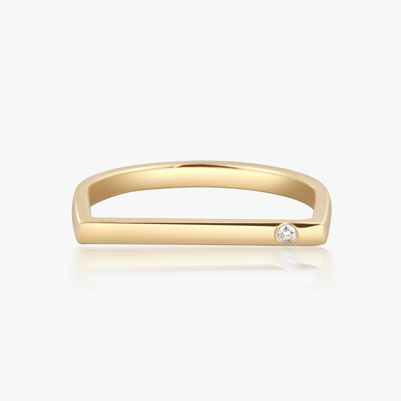 Morgan 14K Solid Gold Diamond Bar Ring - YE-UX