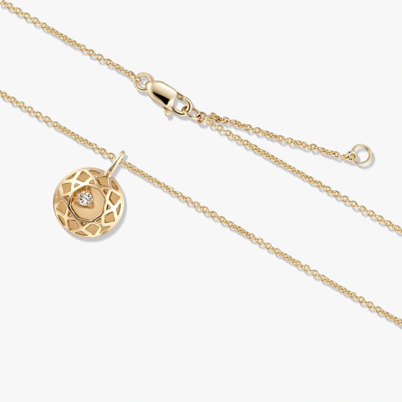 Hexagram 14K Solid Gold Diamond Necklace - YE-UX