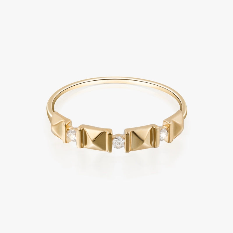 Mikayla 14K Solid Gold Rivet Diamond Ring - YE-UX