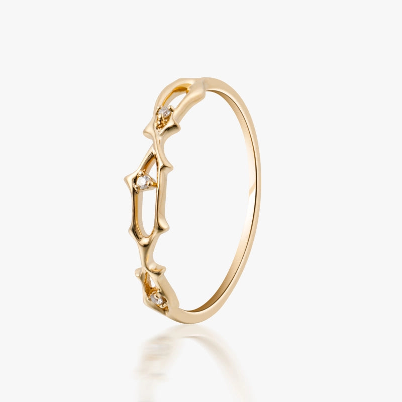 Verbena 14K Solid Gold Intertwined Diamond Ring - YE-UX