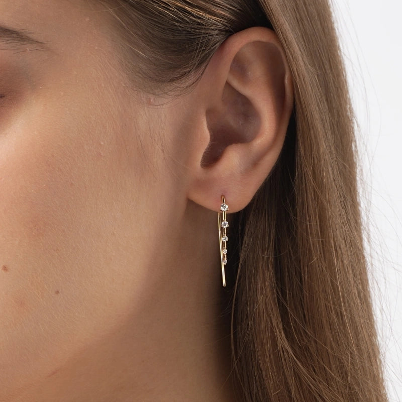 Juliette 14K Solid Gold Diamond Threader Earring - YE-UX