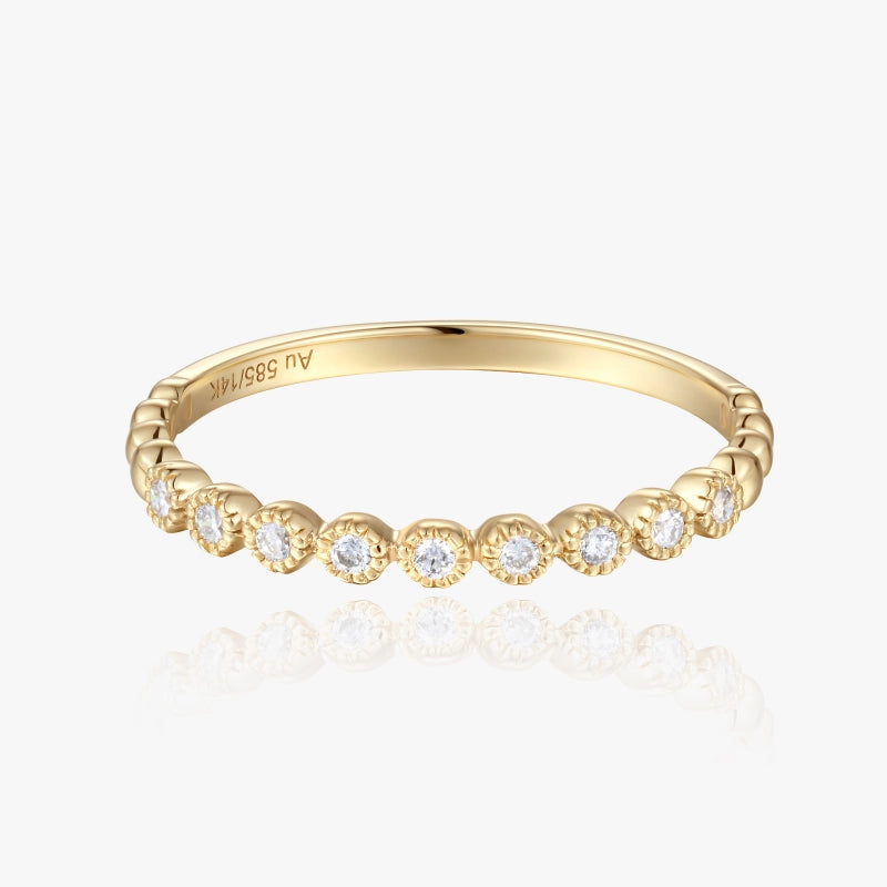 Madeleine 14K Solid Gold Diamond Band Ring - YE-UX