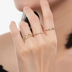 Mikayla 14K Solid Gold Rivet Diamond Ring - YE-UX