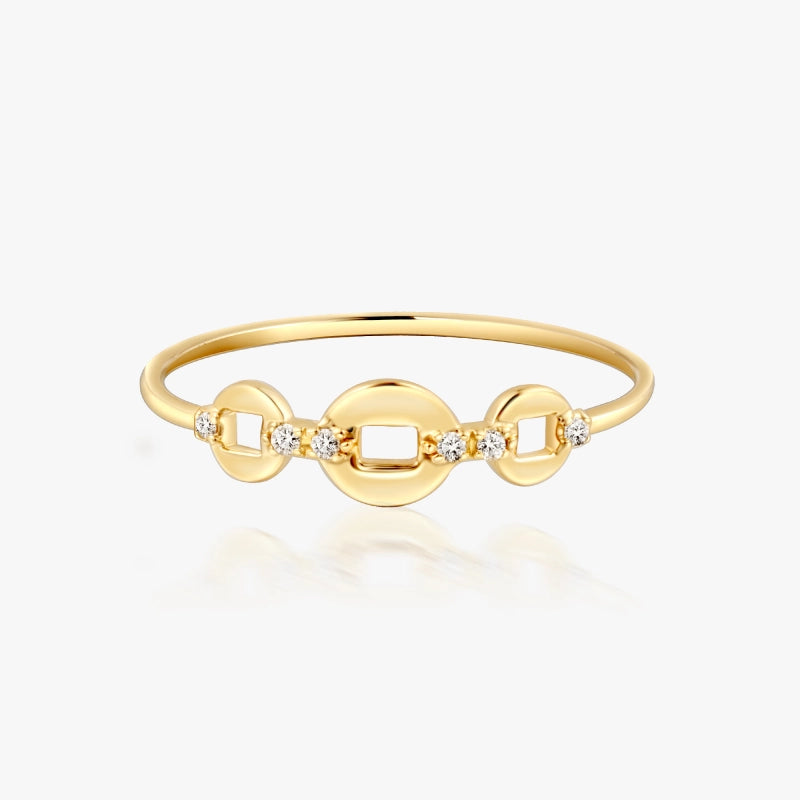 Taytum 14KSolid Gold Diamond Chain Ring - YE-UX