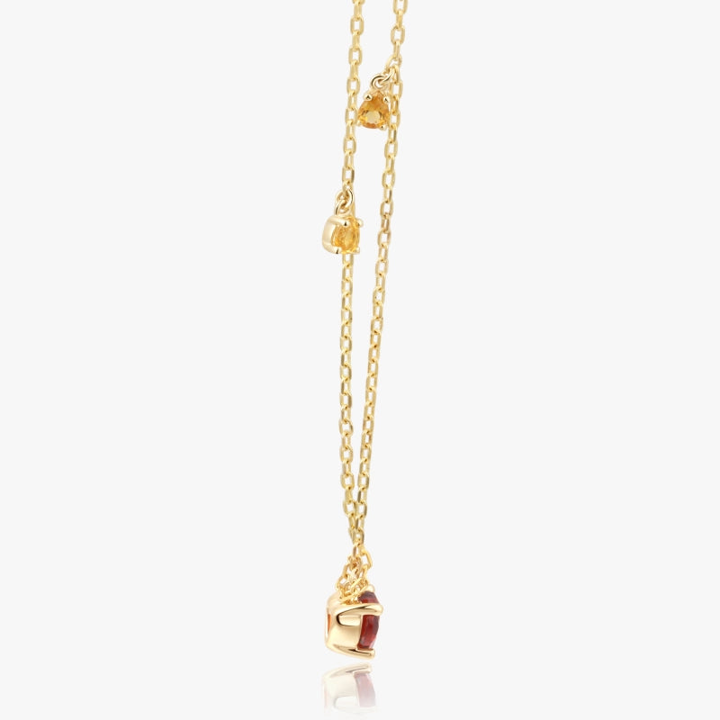 Rouge 14K Solid Gold Garnet and Citrine Necklace - YE-UX