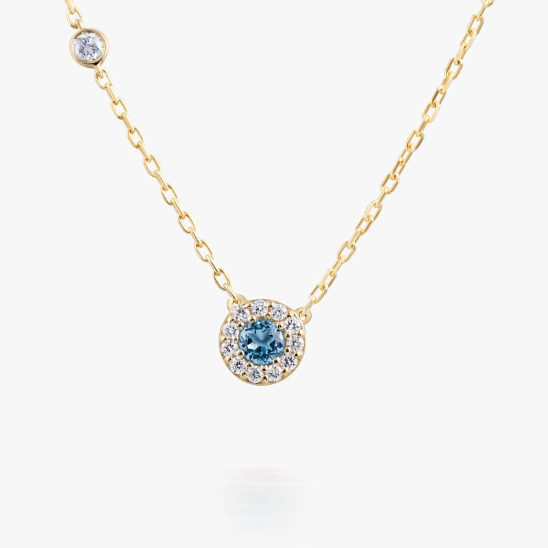 Gracie 14K Solid Gold Blue Topaz Necklace - YE-UX