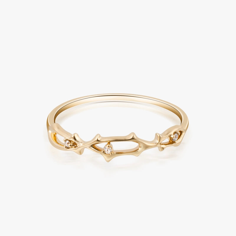 Verbena 14K Solid Gold Intertwined Diamond Ring - YE-UX