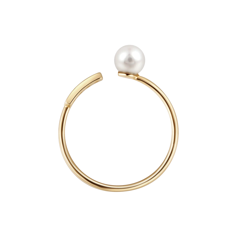 Jazmine 14K Solid Gold Pearl and Diamond Ring - YE-UX