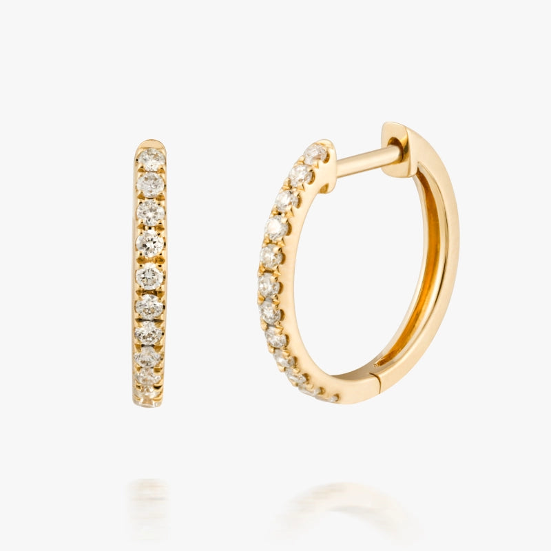 Jennie 14KY Solid Gold Diamond Huggie Hoop 13 mm - YE-UX