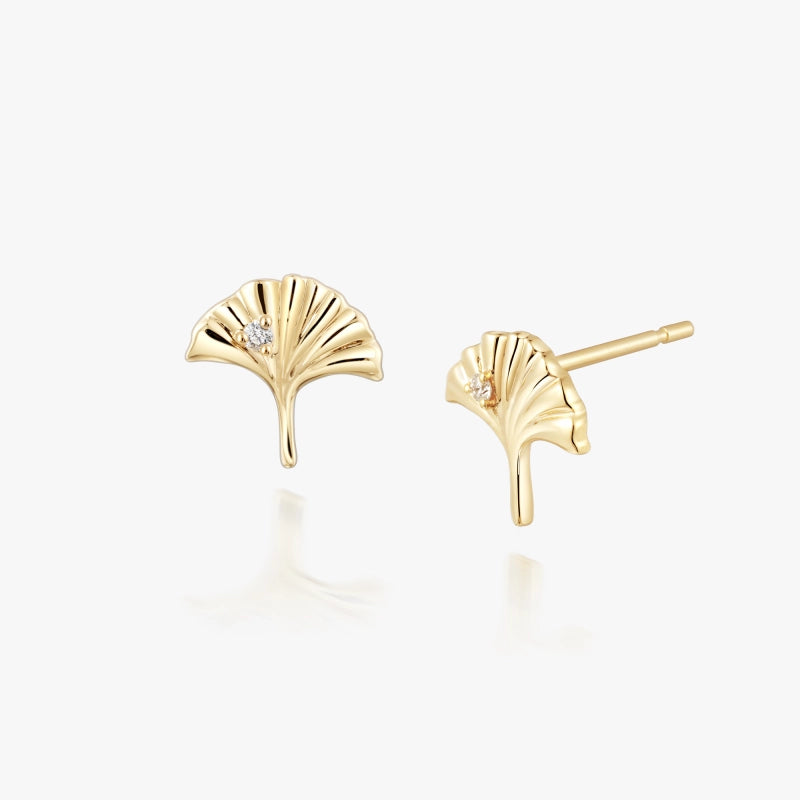 Ginkgo 14K Yellow Gold Stud - YE-UX