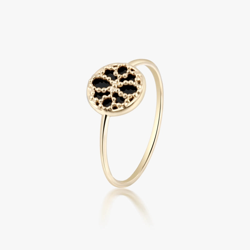 Keilani 14K Solid Gold Onyx Signet Ring - YE-UX
