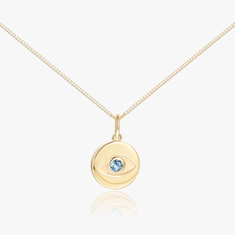 The Blue Eye 14K Solid Gold Topaz Necklace - YE-UX