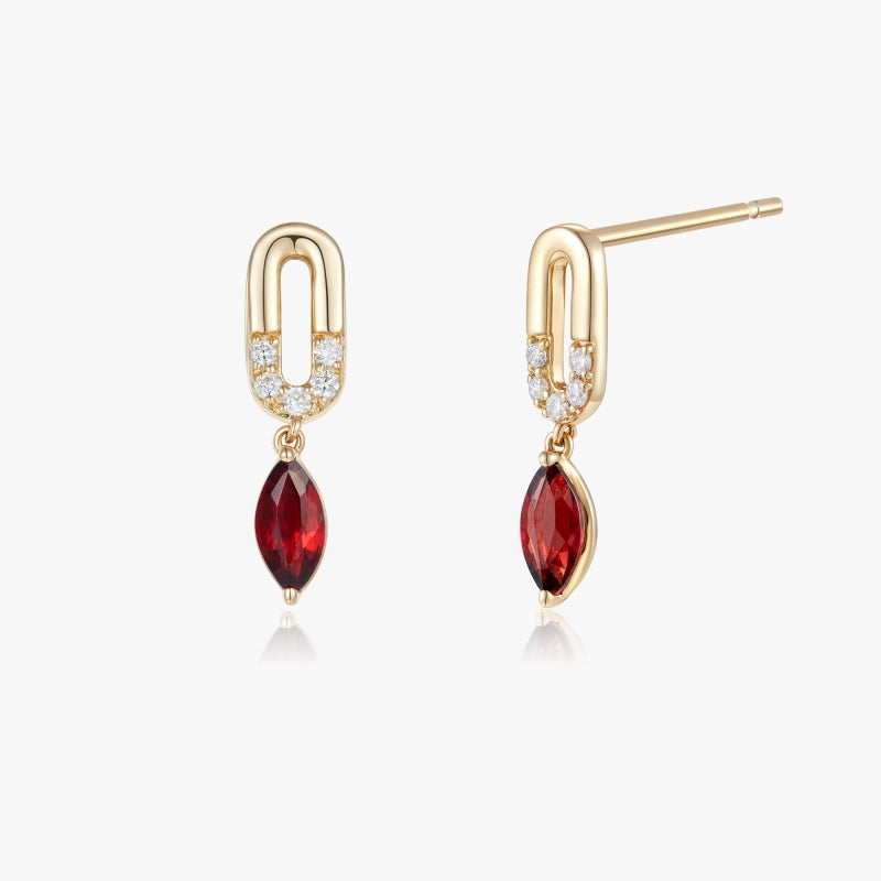 Keily 14K Solid Gold Garnet Earrings - YE-UX
