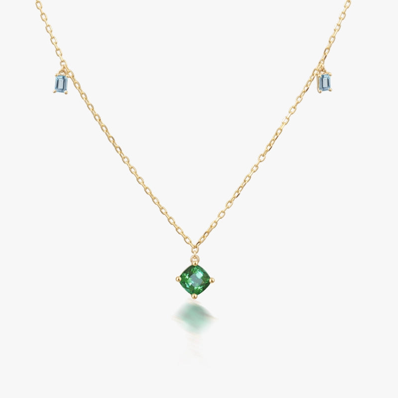 Stevie 14K Solid Gold Created Emerald and Topaz Necklace - YE-UX