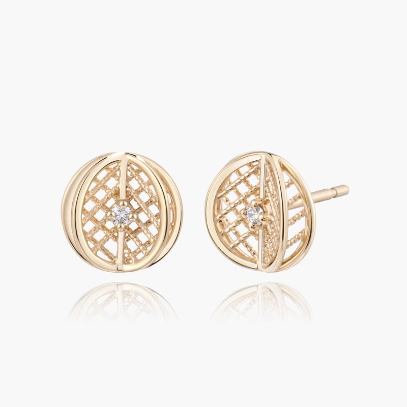 Luna 14K Solid Gold Diamond Stud - YE-UX