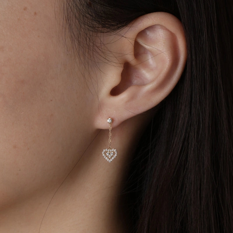 Jolie 14K Solid Gold Heart Diamond Earring - YE-UX
