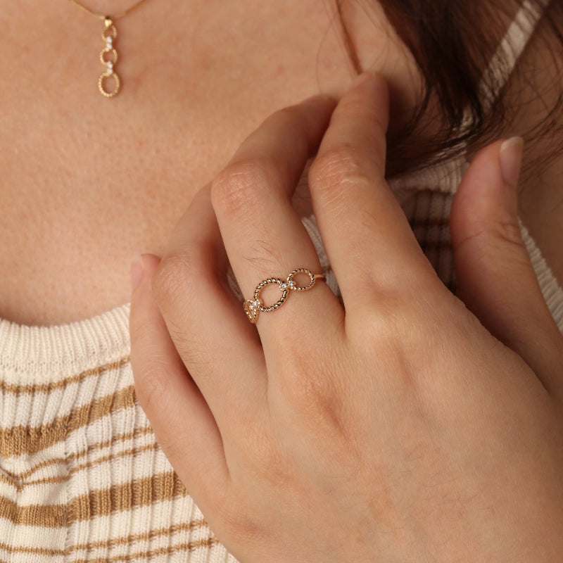 Sasha 14K Solid Gold Triple Hoop Ring - YE-UX