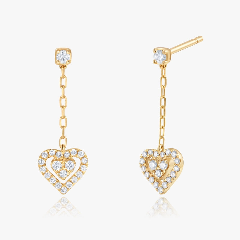 Jolie 14K Solid Gold Heart Diamond Earring - YE-UX