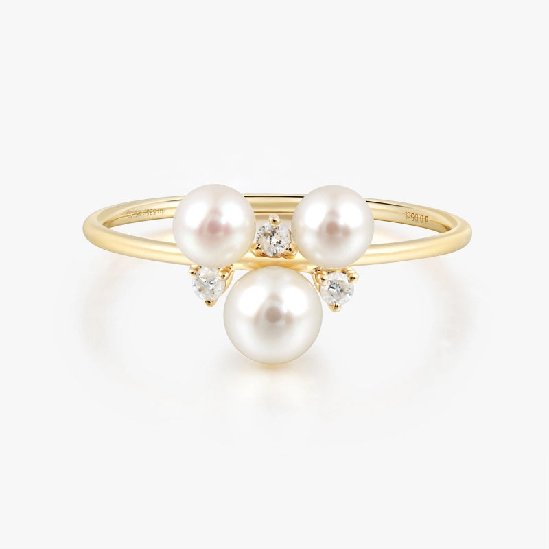 Ellianna 14K Solid Gold  Pearl and Diamond Ring - YE-UX