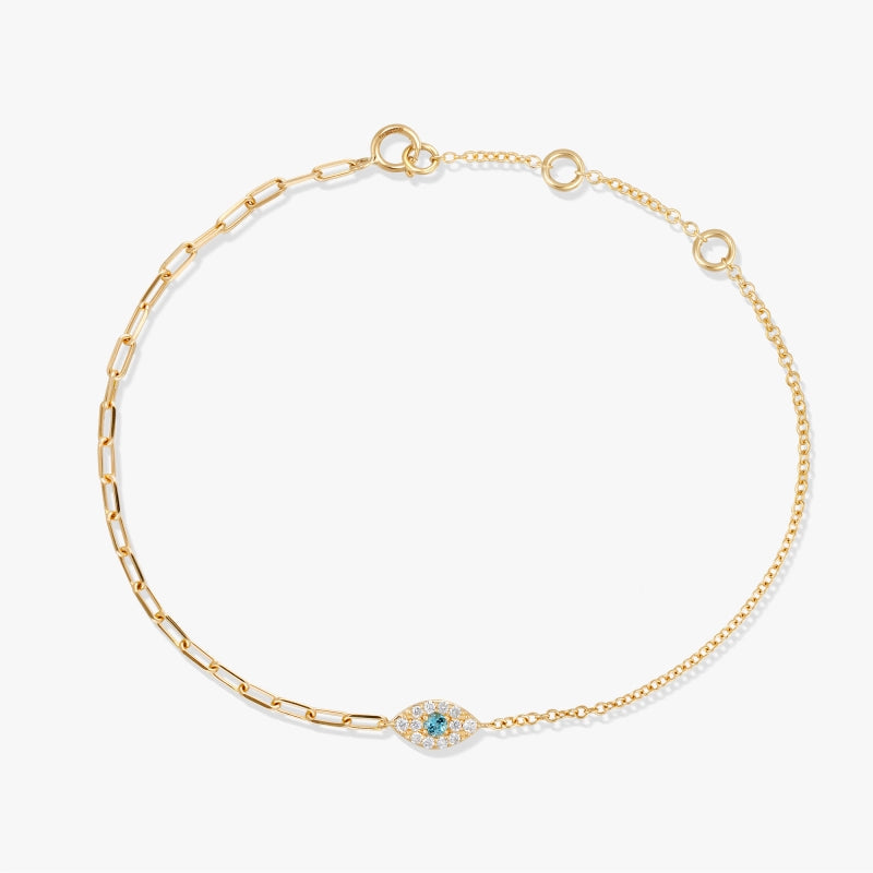 The Eye 14K Solid Gold Blue Topaz & Diamond Bracelet - YE-UX