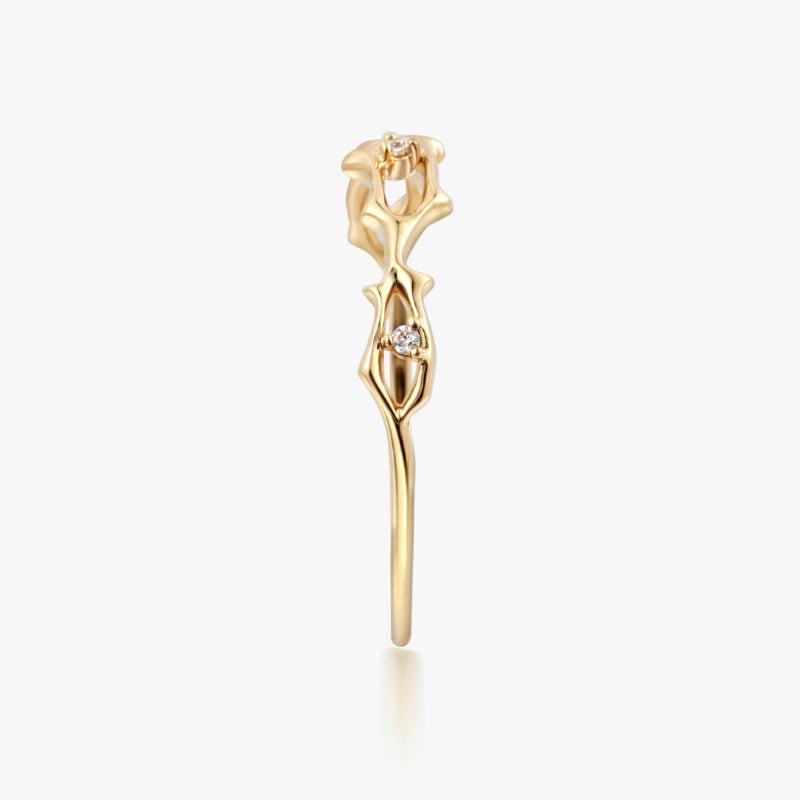 Verbena 14K Solid Gold Intertwined Diamond Ring - YE-UX