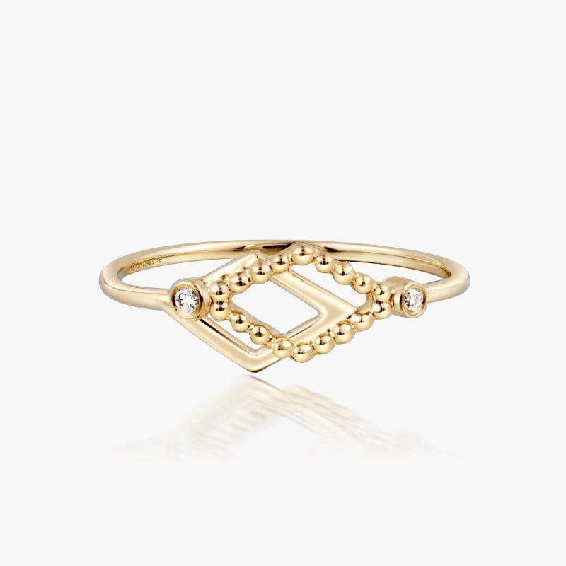 Elliott 14K Solid Gold Rhombus Diamond Ring - YE-UX