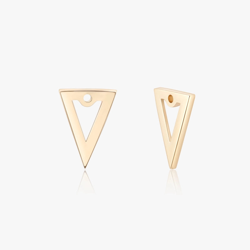Aila 14K Solid Gold Triangle Earring Jacket - YE-UX