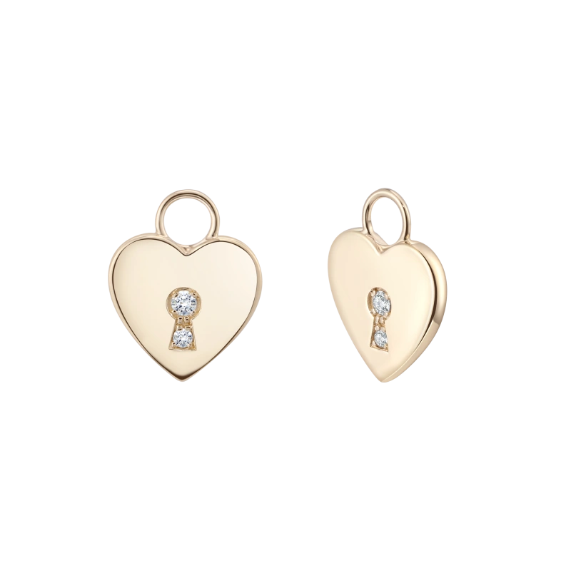 Lock Your Heart 14K Solid Gold Diamond Earring Charms - YE-UX