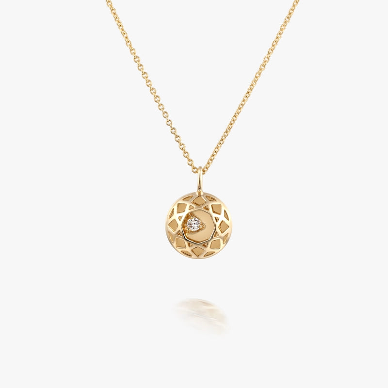 Hexagram 14K Solid Gold Diamond Necklace - YE-UX