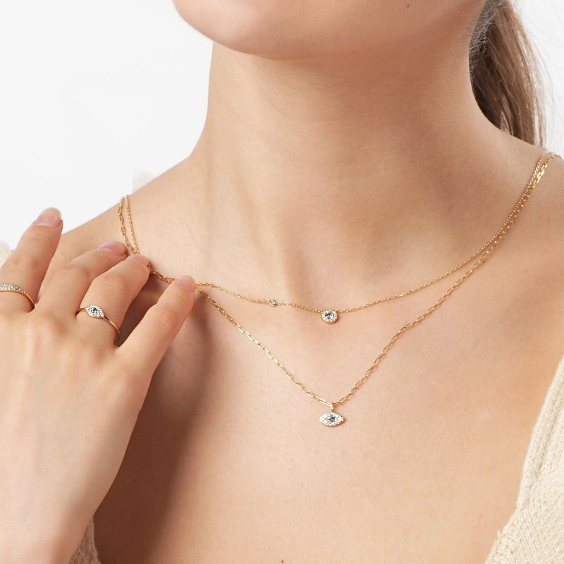 Gracie 14K Solid Gold Blue Topaz Necklace - YE-UX
