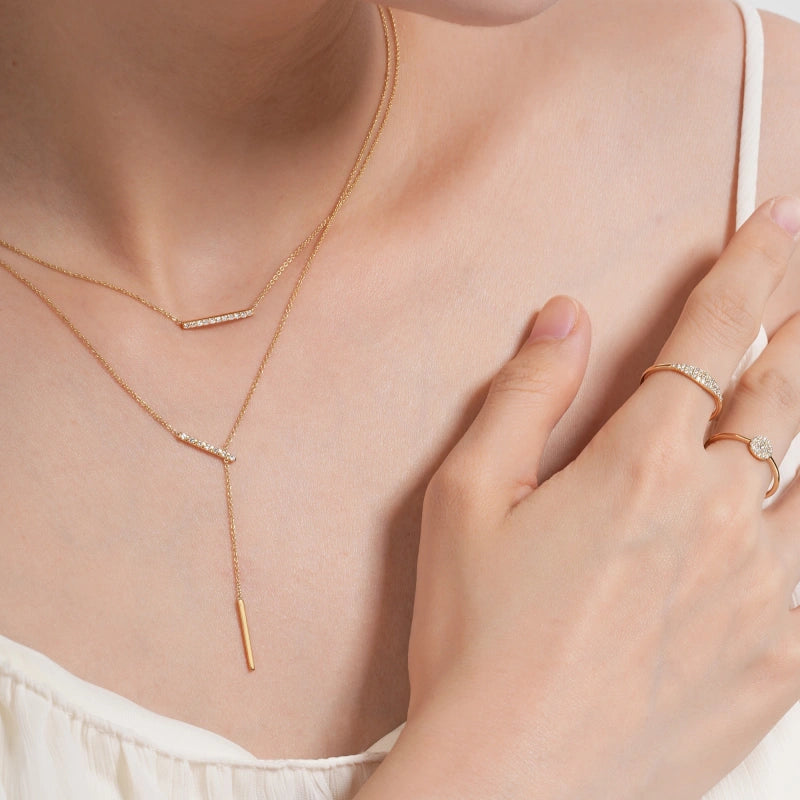 Xyla 14K Solid Gold Single Layer Diamond Necklace - YE-UX