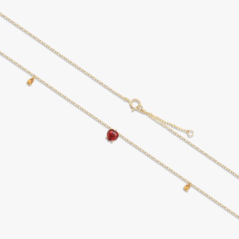 Rouge 14K Solid Gold Garnet and Citrine Necklace - YE-UX