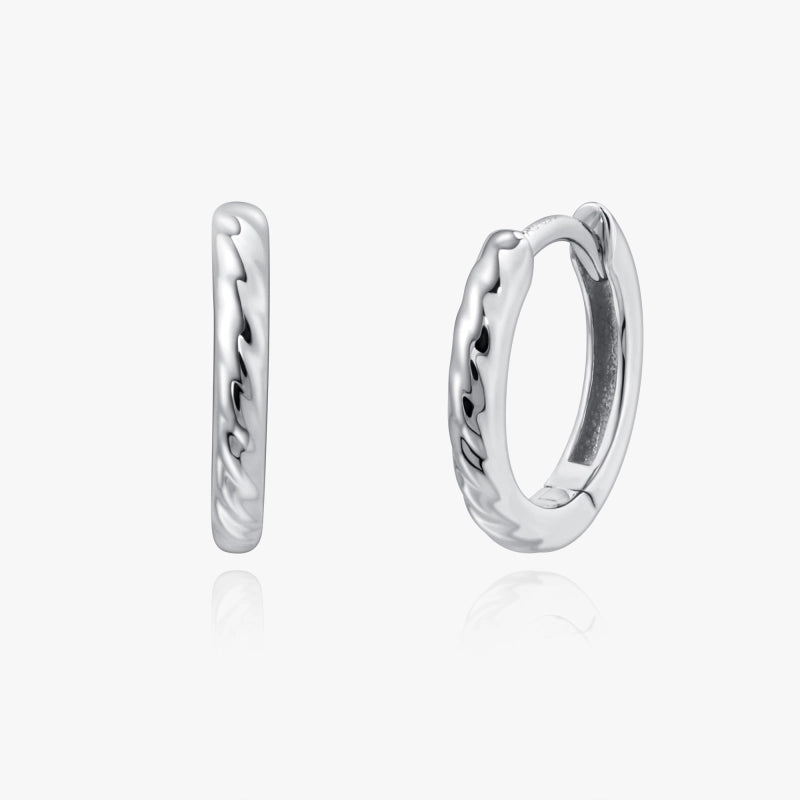 Harper 14K white gold Huggie Hoop 8 mm - YE-UX