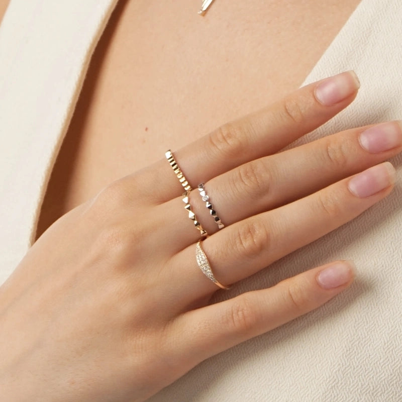 Ruthie 14K Solid Gold Cog Ring - YE-UX