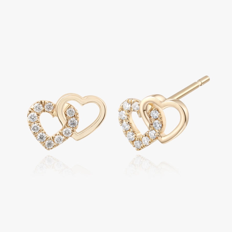 Amaris 14K Solid Gold Heart Shape Diamond Stud - YE-UX