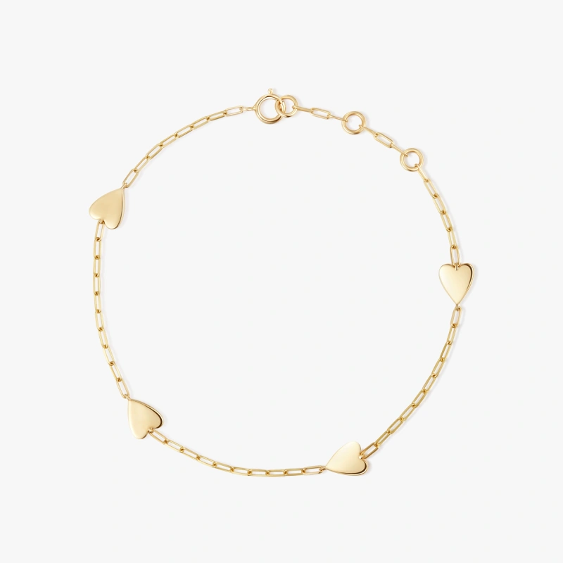 Janan 14K Solid Gold Heart Bracelet - YE-UX