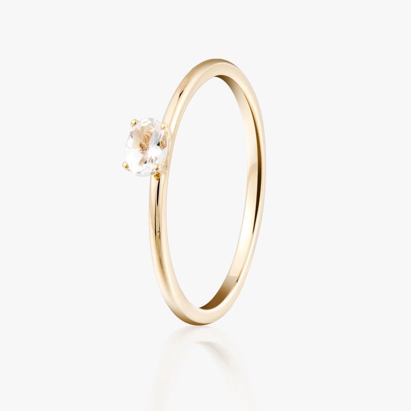 Caroline 14K Solid Gold Solitaire Topaz Ring - YE-UX
