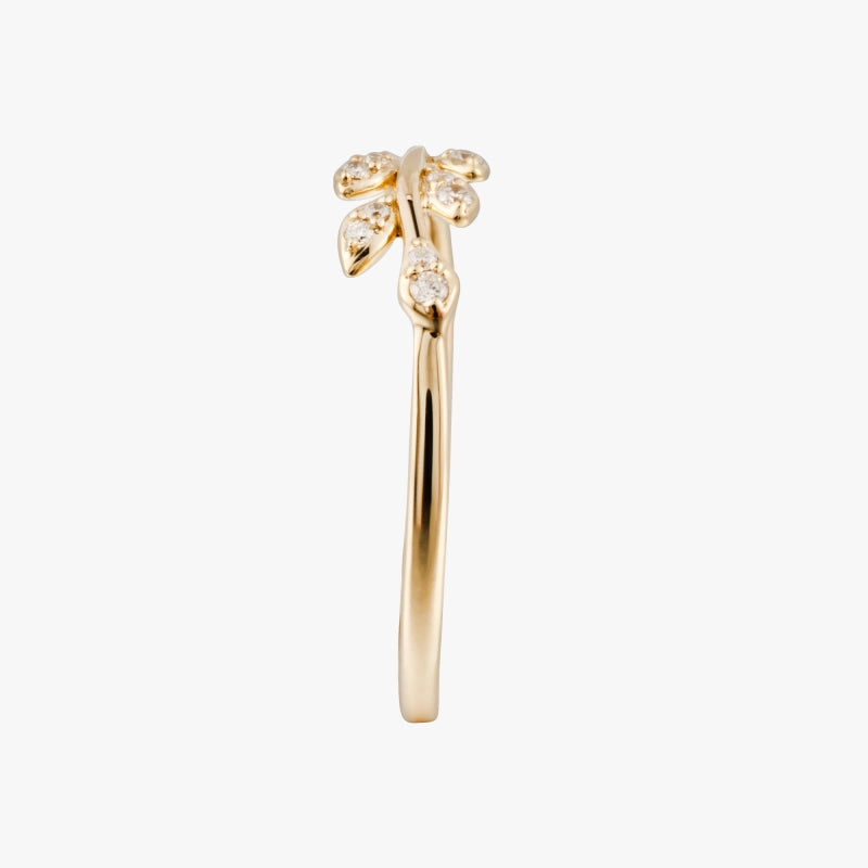 Amani 14K Solid Gold Leaf Diamond Ring - YE-UX