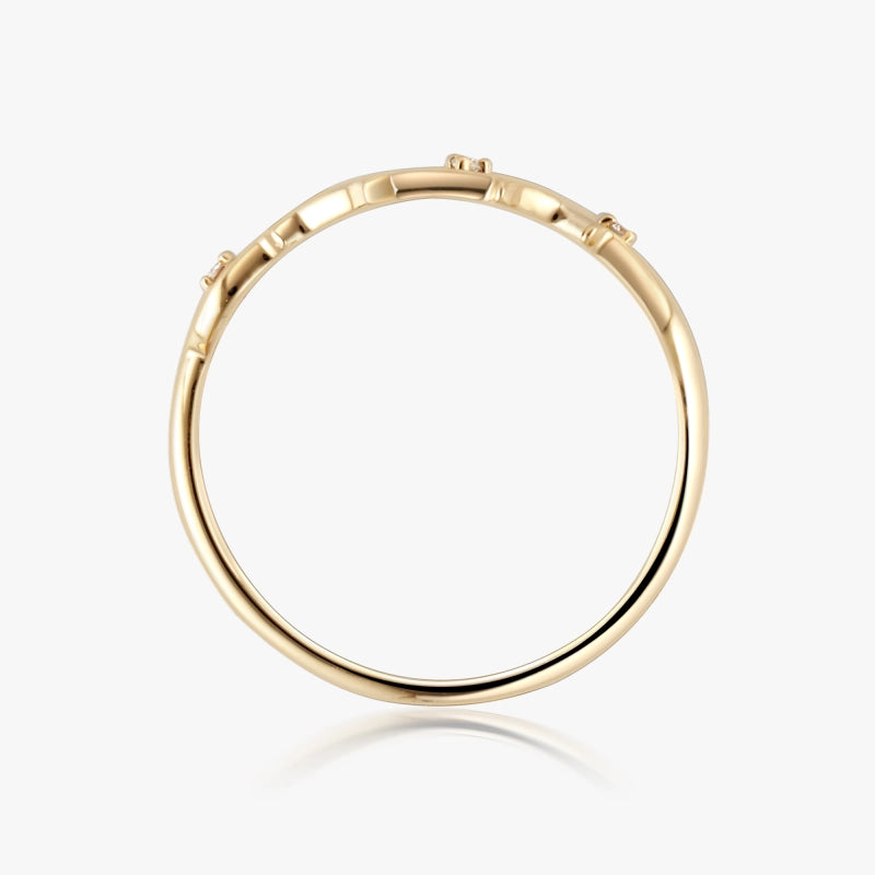 Verbena 14K Solid Gold Intertwined Diamond Ring - YE-UX