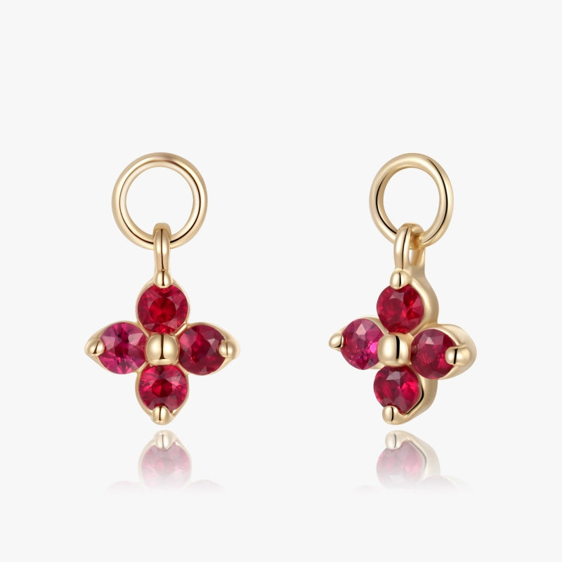 Raya 14KY Solid Gold Ruby Petal Earring Charms - YE-UX