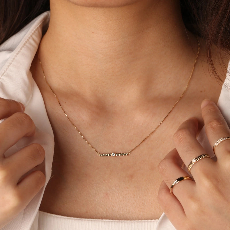 Brooklyn 14K Solid Gold Diamond Necklace - YE-UX
