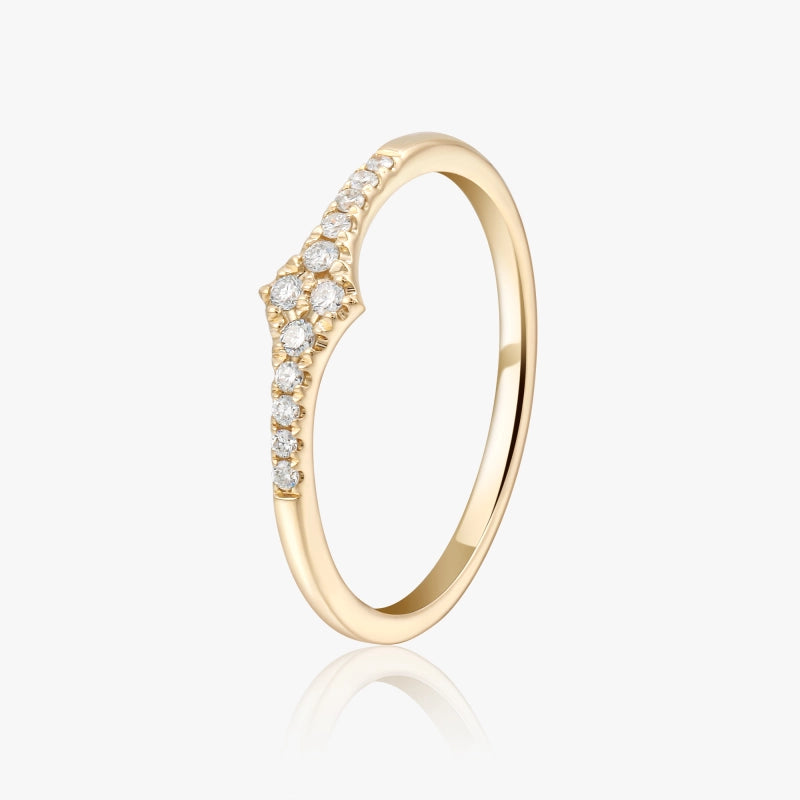 Holly 14K Solid Gold Pave Diamond Ring - YE-UX