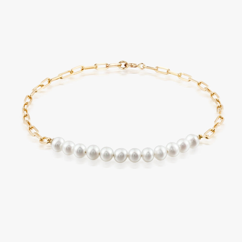 Whitney 14K Solid Gold Pearls Bracelet - YE-UX