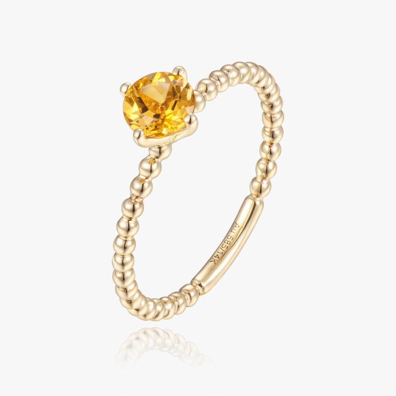 Gisele 14K Solid Gold Solitaire Citrine Ring - YE-UX