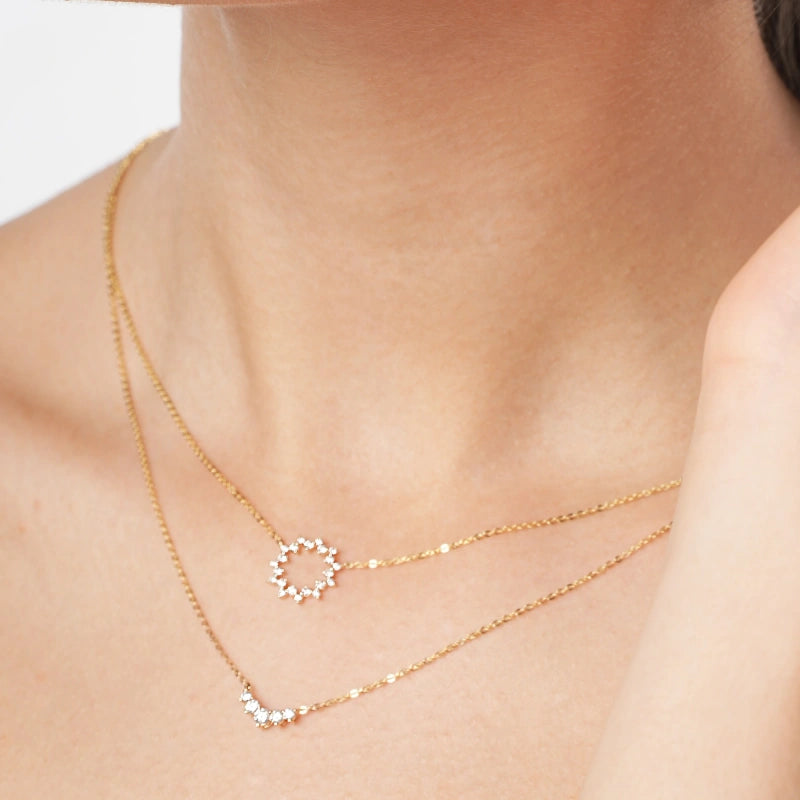 Samara 14K Solid Gold Diamond Hoop Necklace - YE-UX