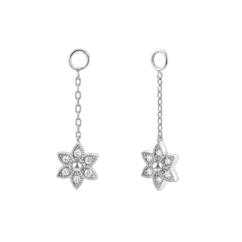 Hexagram 14KW Solid Gold Diamond Earring Charms - YE-UX